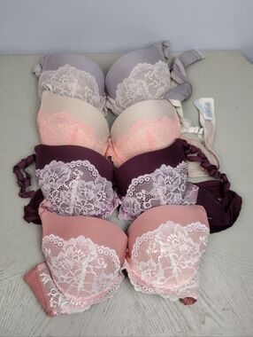 Sofra 36B Lace-Trim Push Up Bra Bundle of 4
